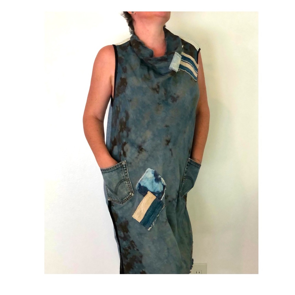 Cesar Arellanes Denim Padded Dress